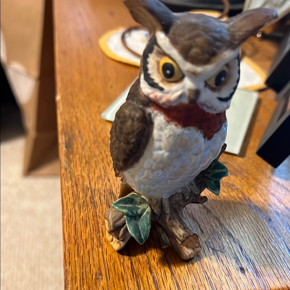 Brown and White Owl Figurine